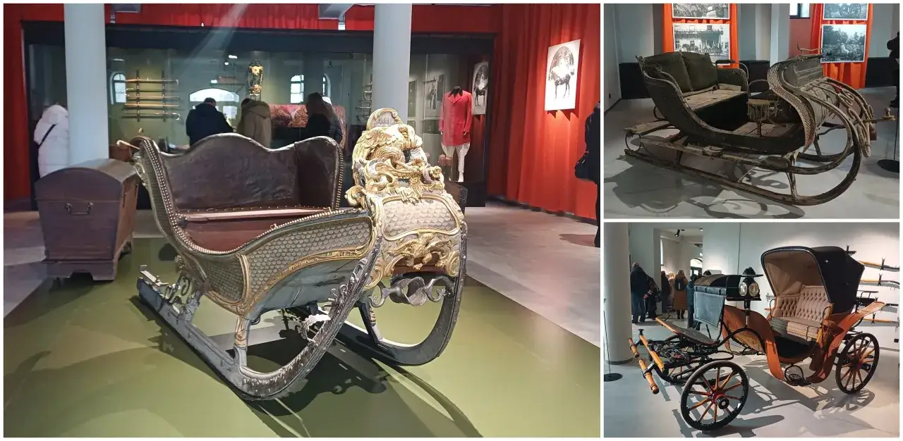 Muzeum tradycji szlacheckiej w Waplewie Wielkim prezentuje zabytkowe sanie i powozy, świadectwo dawnej elegancji i podróży.